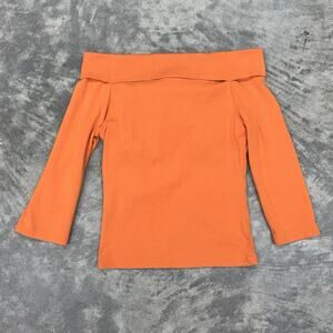 Y2K The Limited Orange Off The Shoulder Built In Bra 100% Cotton Top Womens S